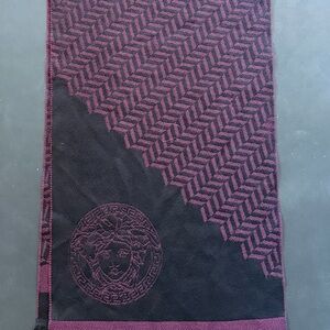 Versace Burgundy and Black Patterned Scarf